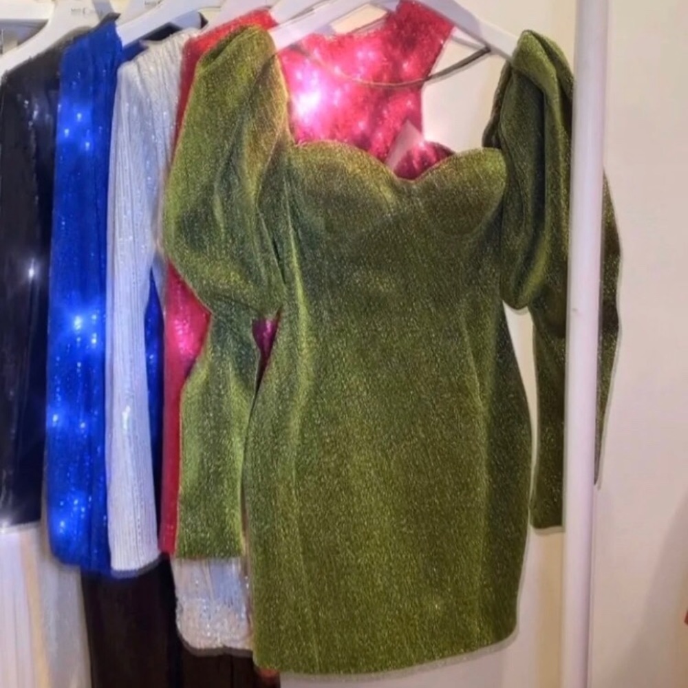 Verina green metallic dress